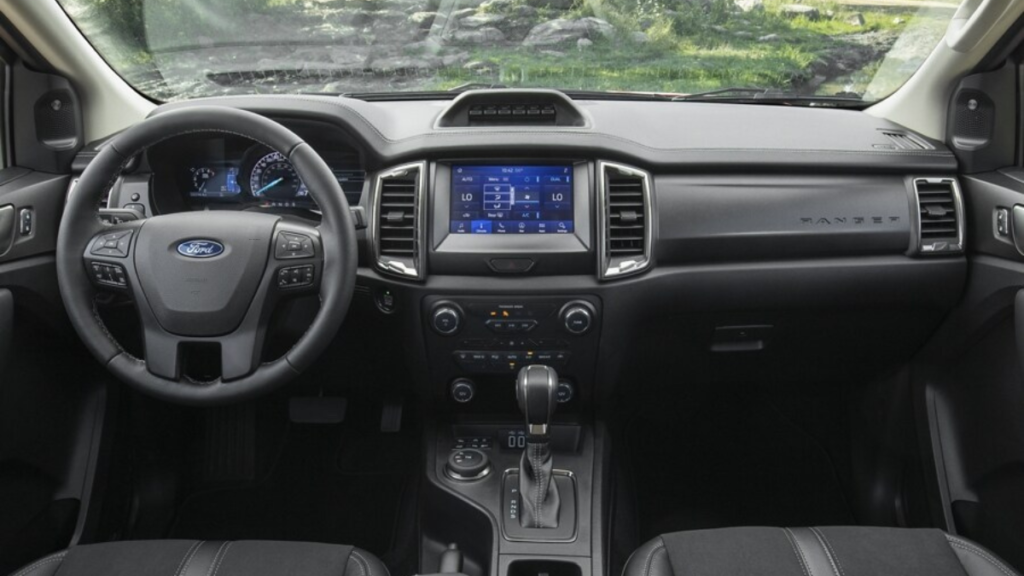 The Ranger's cabin has a dated appearance and feel, but higher versions at least come with an 8-inch touchscreen screen, and all the controls are simple to understand and use.  A. K. Kwanten